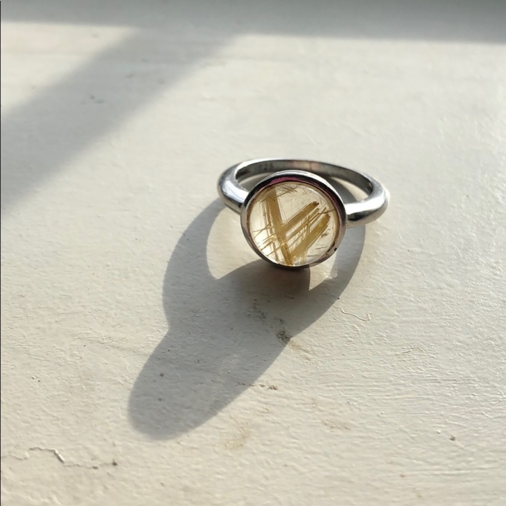 Rutilated quartz sterling silver ring